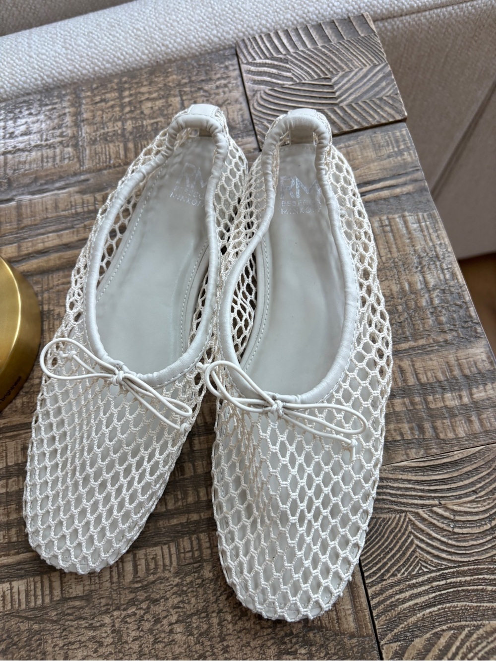 Rebecca Minkoff Ivory Mesh Ballet Flats with Bow